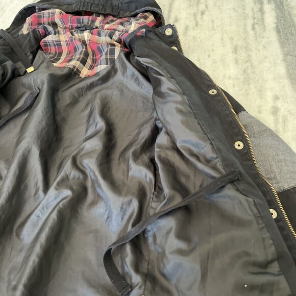 TOPSHOP Hooded Black Jacket US Size 2 With Drawstring to Define Waist Mid weight - Picture 7 of 13